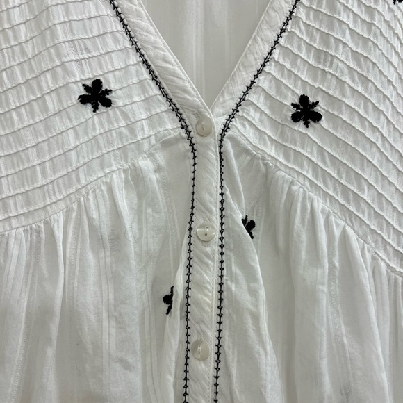 MNG Suit Embroidered Floral Oversized Button Down Babydoll Top - Picture 7 of 7